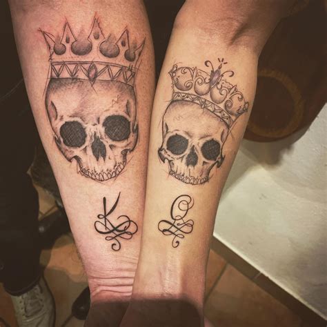 couple tattoos king and queen 78 matching couple tattoos with meaning 2021 see more ideas