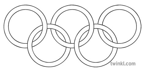 Olympic Rings Black And White 2 Illustration Twinkl