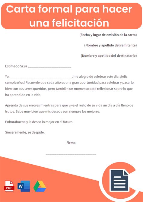 Carta Formal Para Hacer Una Felicitación Online Word Pdf