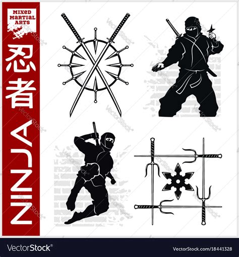 Ninja Warrior Fighter Mixed Martial Art Vector Image