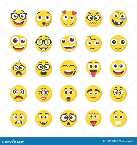 Collection Of Flat Icons Smileys Stock Illustration Illustration Of