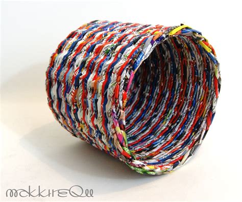 Basket Made Of Newspaper Recycled Paper Crafts Basket Weaving Art N