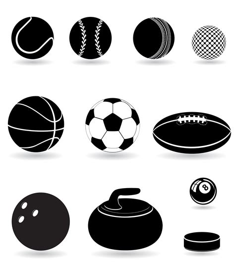 Set Icons Sport Balls Black Silhouette Vector Illustration 488182