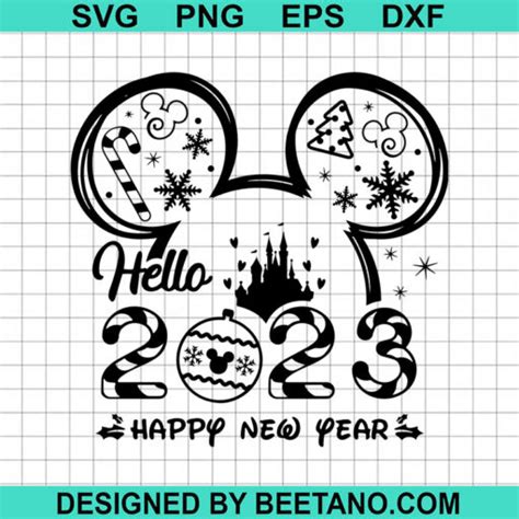 Mickey Head Happy New Year 2023 Svg Hello 2023 Svg Disney New Year Svg