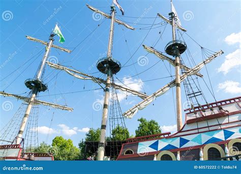 The Three Masts Of A Sailboat Stock Photo Image Of High Green 60572222