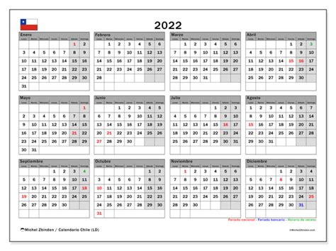 Calendario 2022 Para Imprimir “chile Ld” Michel Zbinden Cl