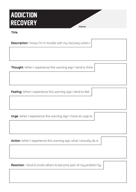 Substance Abuse Recovery Worksheets