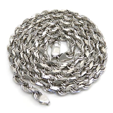 Buy 14k White Gold Solid Diamond Cut Rope 16 26 Inch 6mm Online At So