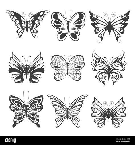Set Of Hand Drawn Butterflies Isolated On White Background Vector Illustration Stock Vector