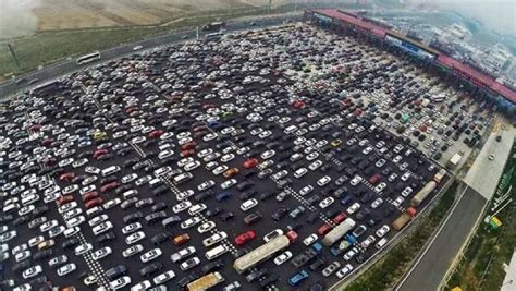 Chinese Motorists Stranded In 50 Lane Traffic Jam During Long Weekend