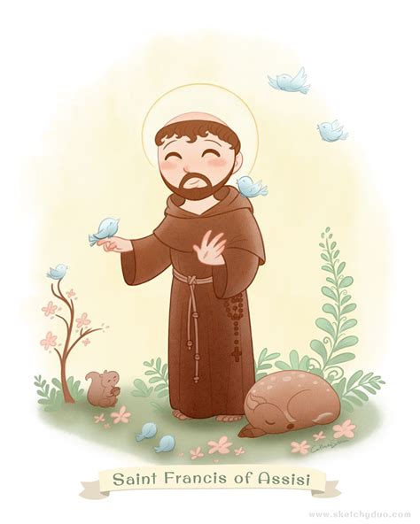 Saint Francis Of Assisi Illustration By Catherine Satrun St Francis Francis Of Assisi Assisi