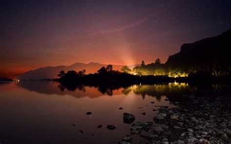 Hot Summer Night On The Shore Of Lake Desktop Wallpaper Hd 5200x3250