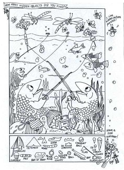 Solve puzzles online or print them out for fun! Summer Fun - Hidden Picture Puzzle/Coloring Page | Hidden ...