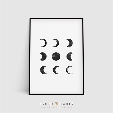 Moon Phases Wall Art Moon Phases Print Moon Poster Moon Phase Wall