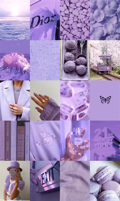 Lavender Collage Kit Lavenderwhite Aesthetic Wall Collage Etsy