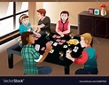 People playing cards Royalty Free Vector Image
