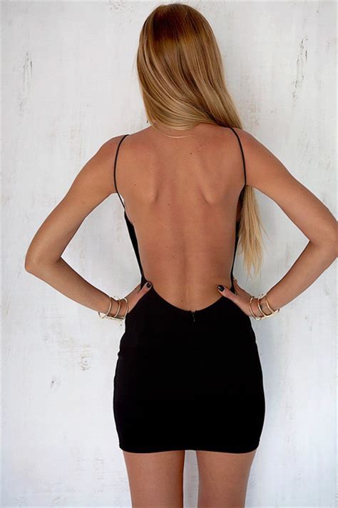 sexy pure color backless short bodycon little black dress meet yours fashion