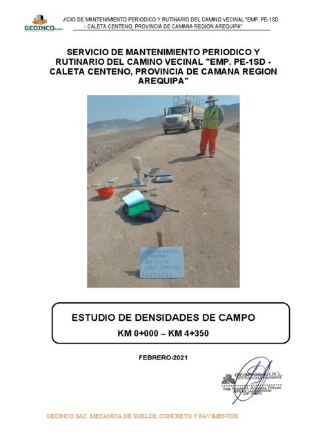Informe De Densidades Caleta Centeno Pdf Densidad Materiales