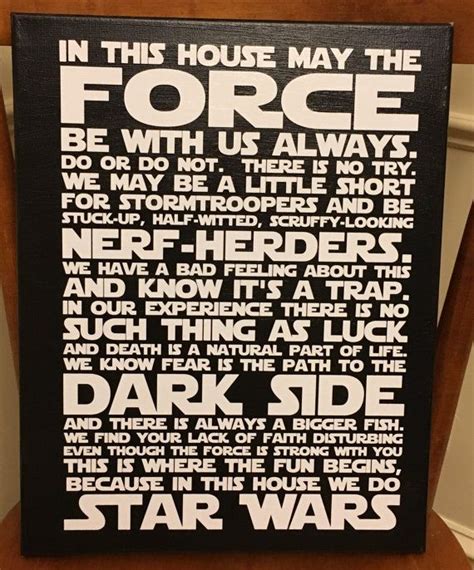 14x18 Canvas In This House We Do Star Wars Star Wars Quotes Star Wars