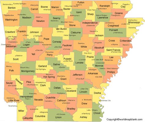 Free Labeled Arkansas Map With Capital And Cities In Pdf
