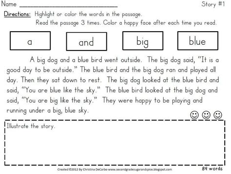 Sight Word Fluency Passages For Reading Intervention