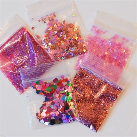 Rose Pink Solvent Resistant Glitter Sampler Set Of 5 For