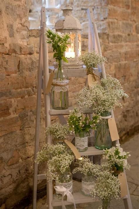 20 Vintage Rustic Wedding Decoration Ideas With Ladders Emmalovesweddings
