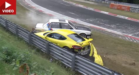 Porsche Cayman Gt4 Crashes At The Ring After An Oil Coolant Spill