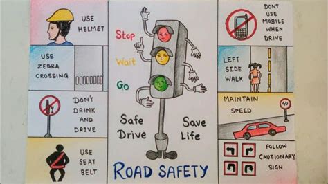 Road Safety Drawing Easy Road Safety Drawing For Competition Safe