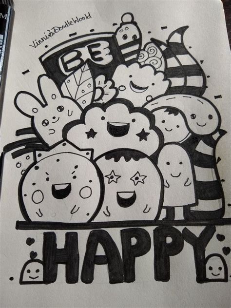 Be Happy Doodle Doodle For Beginners Doodle Art Drawing Doodle Art