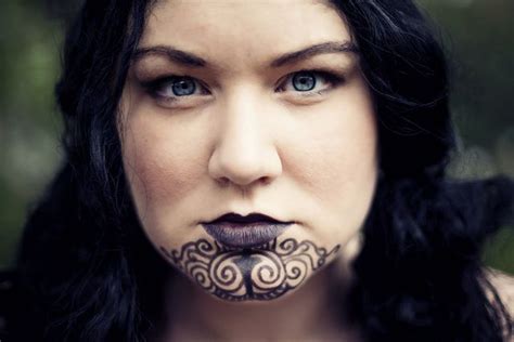inspired by the maori cultural tradition of the lip and chin moko for women facial tattoos