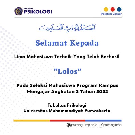 Selamat Dan Sukses Kepada Mahasiswa Psikologi Lolos Kampus Mengajar Angkatan Iii Tahun