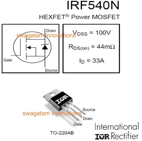 Irf540 N Channel Mosfet Circuit Datasheet And Pinout