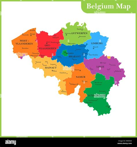 The Detailed Map Of The Belgium With Regions Or States And Cities