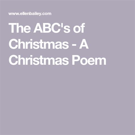 The Abcs Of Christmas A Christmas Poem In 2023 Christmas Poems
