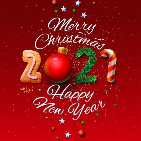 Premium Vector Merry Christmas And Happy New Year 2021 Greeting Card