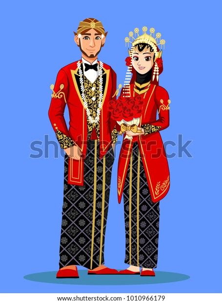 Central Java Muslim Wedding Couple Stock Vector Royalty Free 1010966179