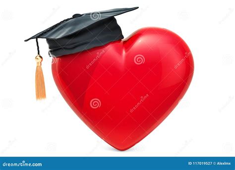 red heart with graduation cap sex education concept 3d rendering stock illustration