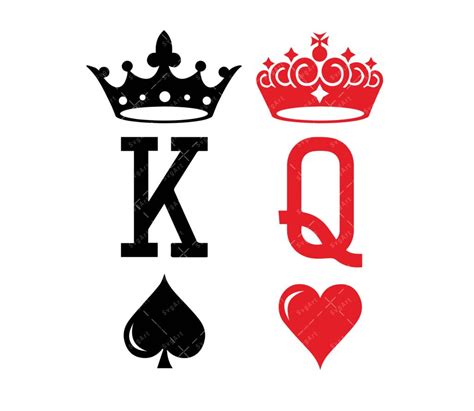 King And Queen Svg Png Pdf King Of Spades Queen Of Hearts Playing