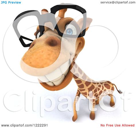 Clipart Of A 3d Giraffe Wearing Glasses Royalty Free Illustration By Julos 1222291