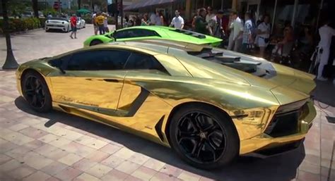 Miami Lamborghini Dealer Unveils Gold Wrapped Aventador Video