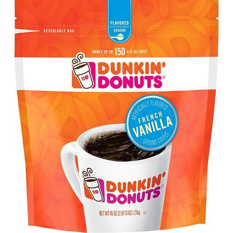 Dunkin Donuts French Vanilla Blend Ground Coffee Medium Roast 45