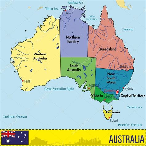 Australia Mapa Con Las Regiones Y Sus Capitales 2023