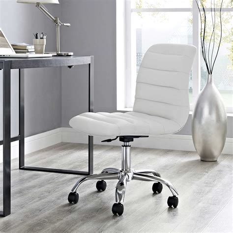White back and black upholstered padding on the seat and arms for comfort. Modway Ripple Armless Mid Back Office Chair - White MW-EEI ...