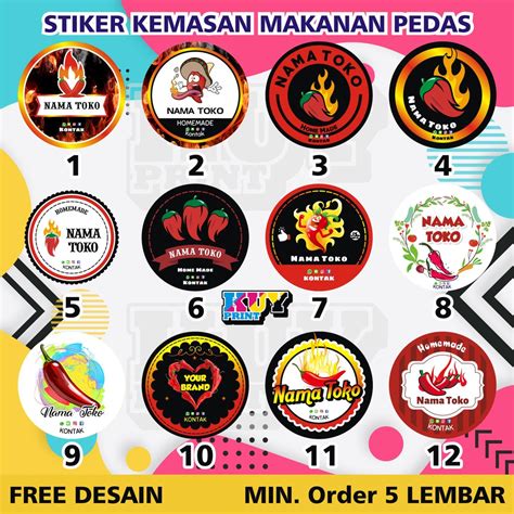 Jual Cetak Plus Cutting Stiker Label Sambal Makanan Pedas Kromo A Free Desain Indonesia Shopee