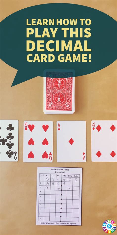 Decimal Place Value With Playing Cards Games 4 Gains