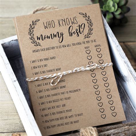 Who Knows Mommy Best Printable Baby Shower Games Instant Etsy