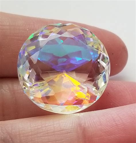 4010 Ct Natural Rainbow Mystic Quartz Round Cut Loose Gemstone