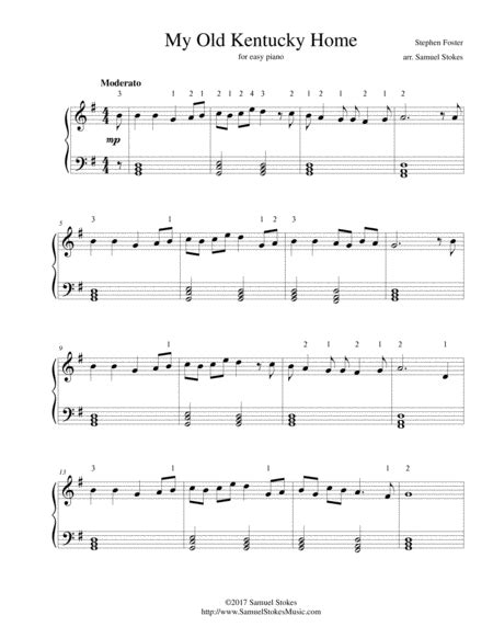 My Old Kentucky Home For Easy Piano Free Music Sheet