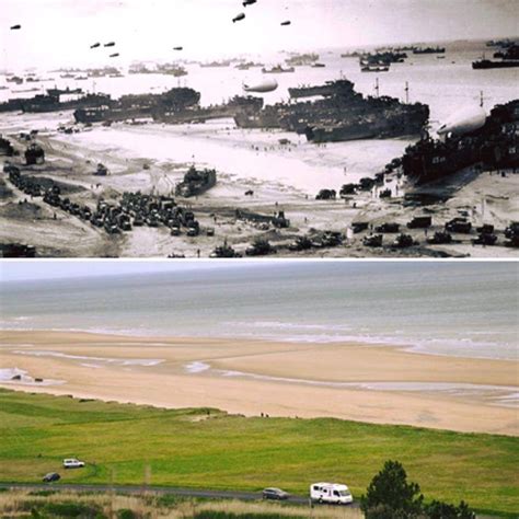 Then And Now Top Photo Shows Omaha Beach During The D Day Invasion